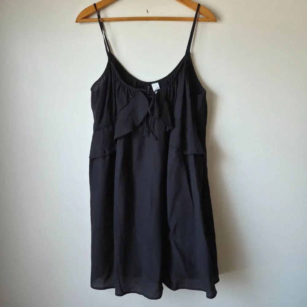 EUC LIKE NEW H&M DIVIDED BLACK RUFFLED TANK SWING DRESS SIZE MEDIUM /L